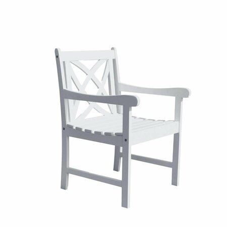 HOMEROOTS 34 x 24 x 24 in. White Patio Armchair with Decorative Back 390011